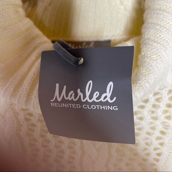 MARLED Cream Open Knit Turtleneck Sweater with Bell Sleeved L NWT - Picture 10 of 11